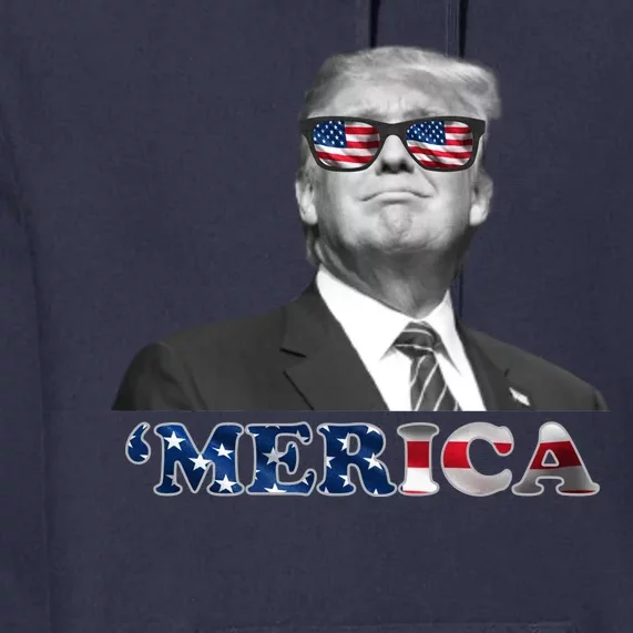 President Donald Trump Merica Patriotic USA Flag Premium Hoodie