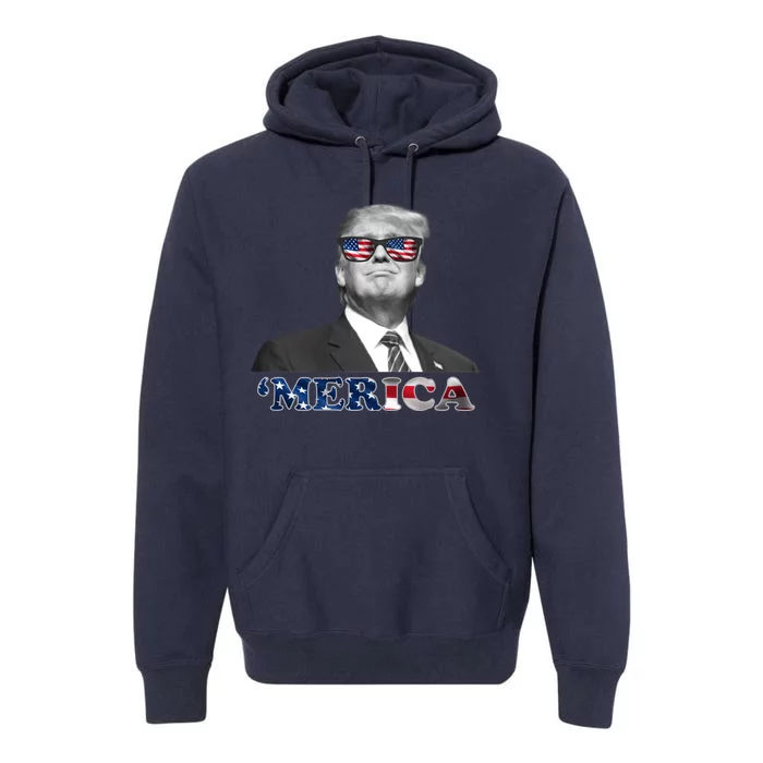 President Donald Trump Merica Patriotic USA Flag Premium Hoodie