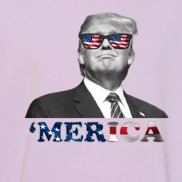 President Donald Trump Merica Patriotic USA Flag Garment-Dyed Sweatshirt