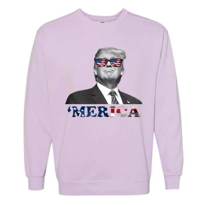 President Donald Trump Merica Patriotic USA Flag Garment-Dyed Sweatshirt