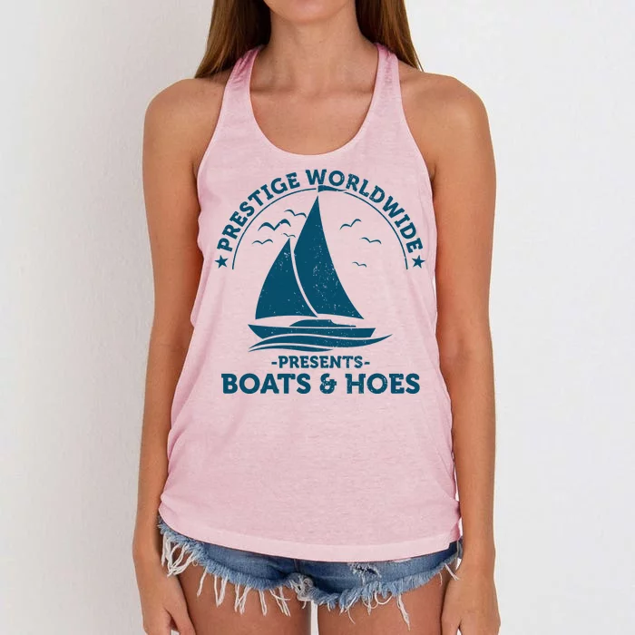 Prestige Worldwide Presents Boats & Hoes Women's Knotted Racerback Tank