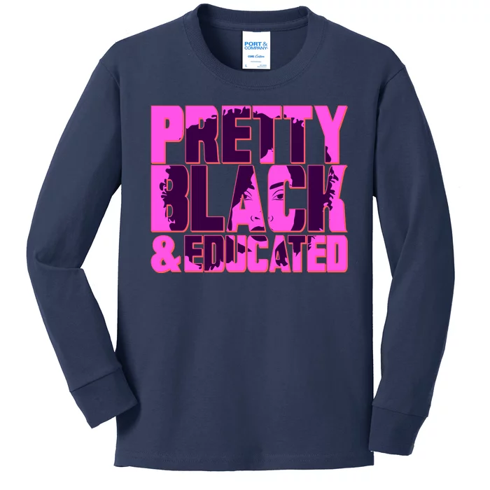 Pretty Black & Educated Black History Month Kids Long Sleeve Shirt