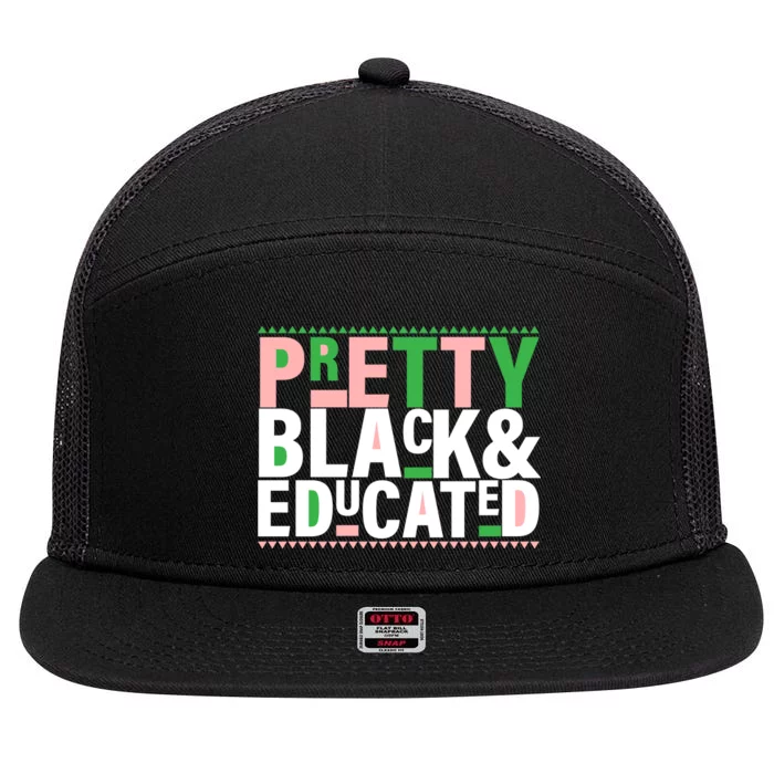 Pretty Black And Educated 7 Panel Mesh Trucker Snapback Hat