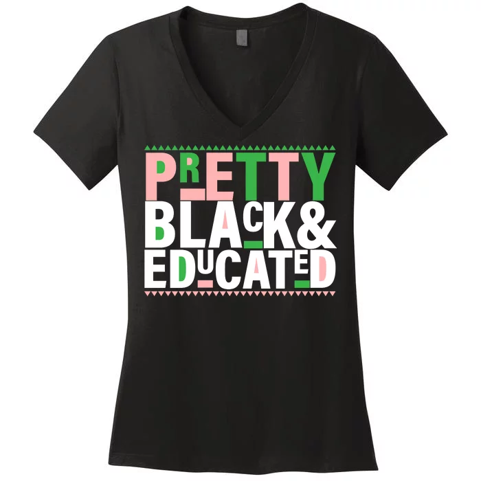 Pretty Black And Educated Women's V-Neck T-Shirt