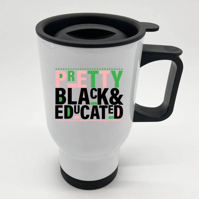 Pretty Black And Educated Front & Back Stainless Steel Travel Mug