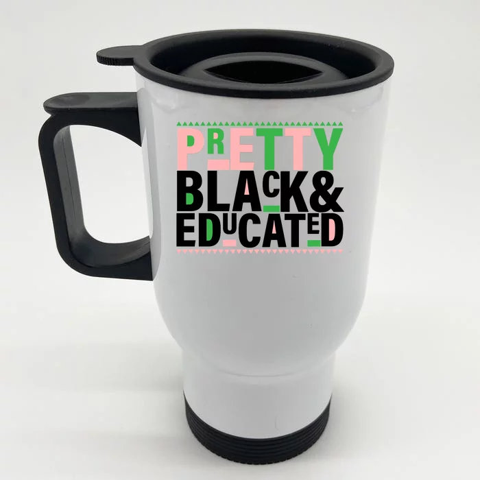 Pretty Black And Educated Front & Back Stainless Steel Travel Mug