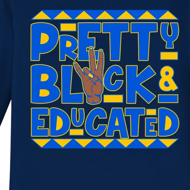 Pretty Black And Educated Sigma Gamma Rho Hand Sign Baby Long Sleeve Bodysuit