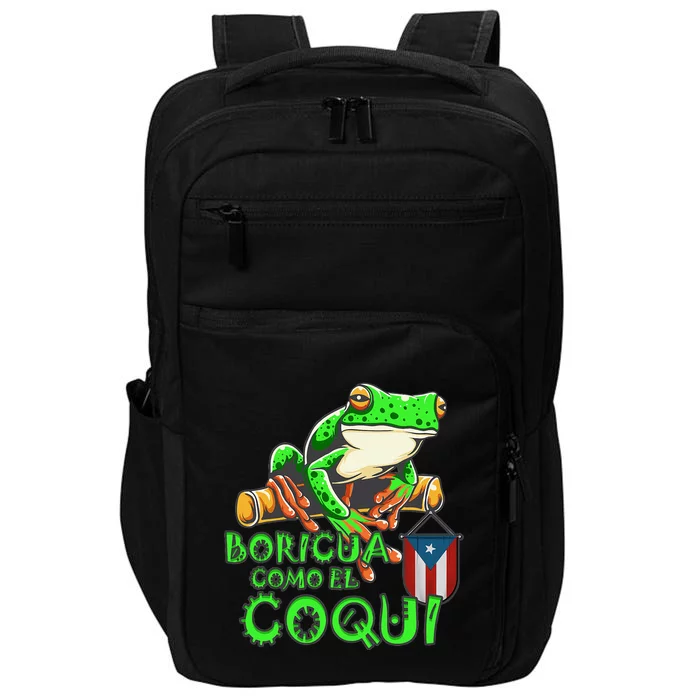 Puerto Rico Frog Puerto Rican Roots Coqui Taino Boricua Gift Impact Tech Backpack