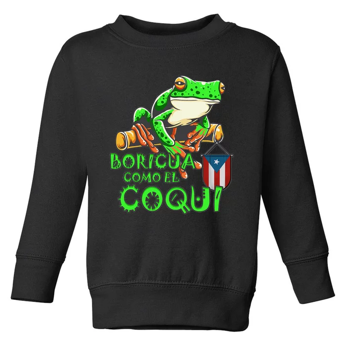 Puerto Rico Frog Puerto Rican Roots Coqui Taino Boricua Gift Toddler Sweatshirt