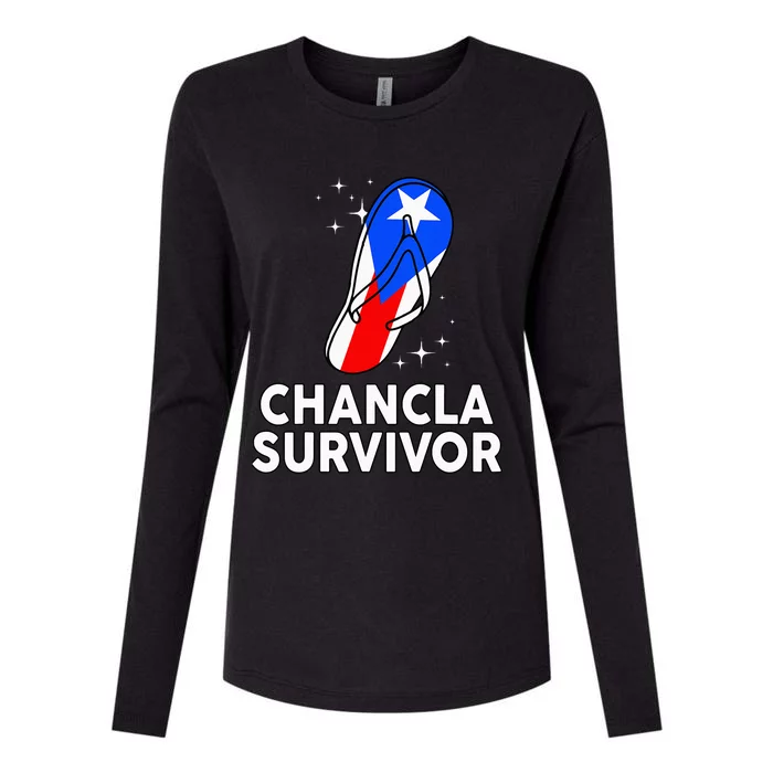 Puerto Rican Flag La Chancla Survivor Rico Hispanic Heritage Womens Cotton Relaxed Long Sleeve T-Shirt