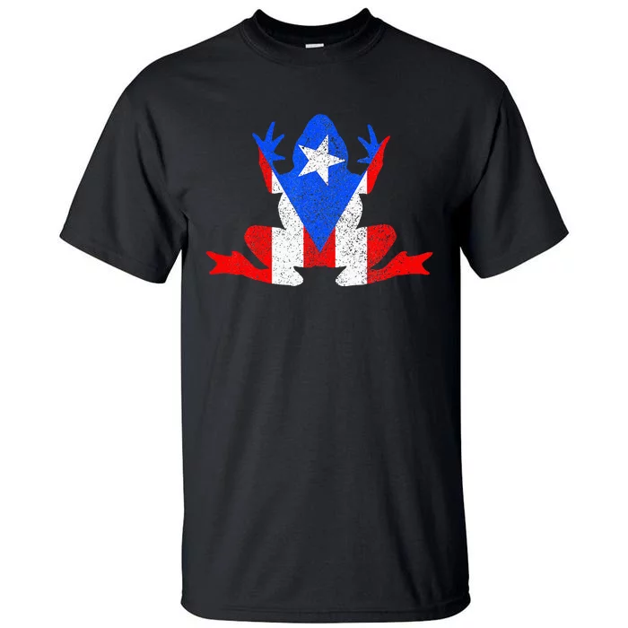 Puerto Rico Frog Puerto Rican Flag Pride Vintage Boricua Tall T-Shirt