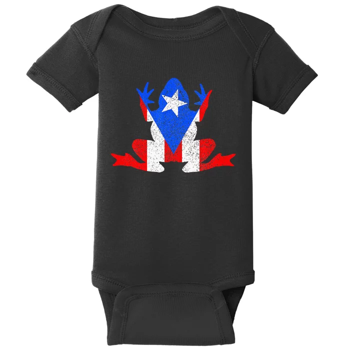 Puerto Rico Frog Puerto Rican Flag Pride Vintage Boricua Baby Bodysuit