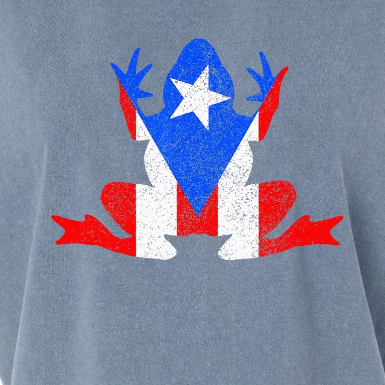 Puerto Rico Frog Puerto Rican Flag Pride Vintage Boricua Garment-Dyed Women's Muscle Tee