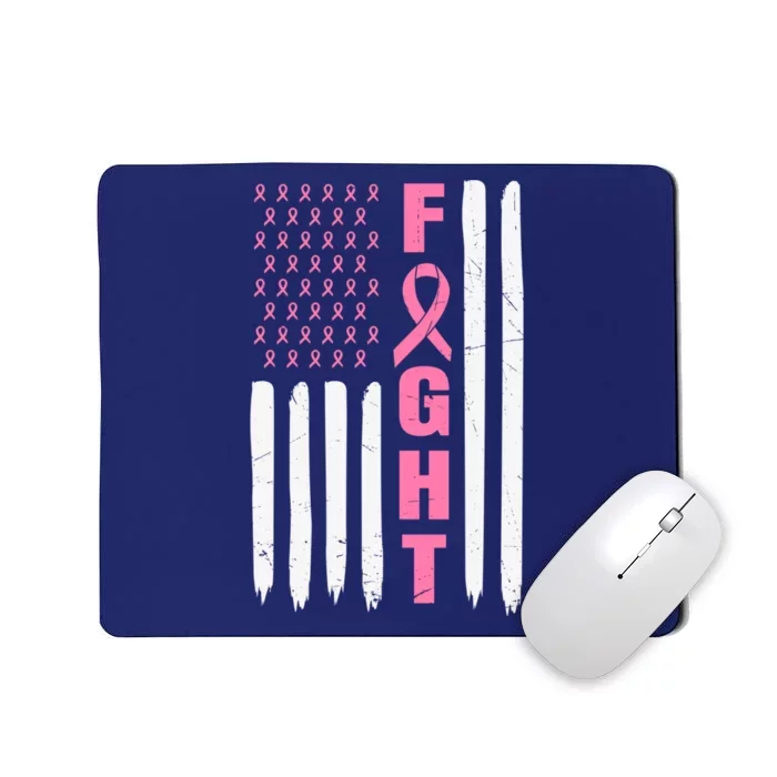 Pink Ribbon Fight American Flag Breast Cancer Mousepad