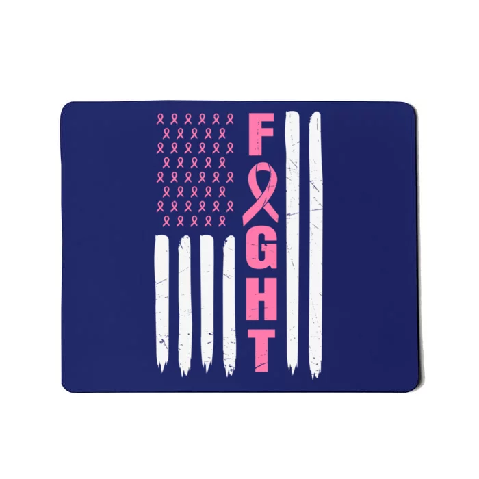 Pink Ribbon Fight American Flag Breast Cancer Mousepad