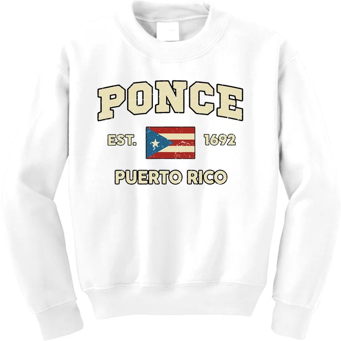 Puerto Rico Flag Hispanic Heritage Month Ponce Boricua Rican Kids Sweatshirt