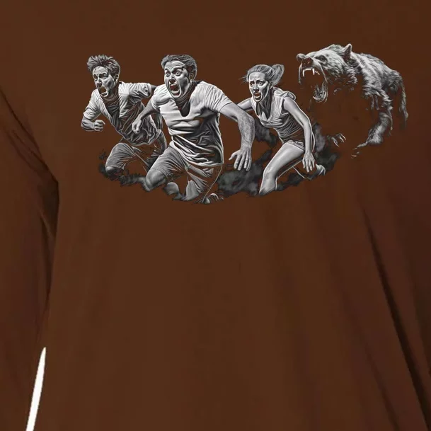 People Running From Bear Cooling Performance Long Sleeve Crew