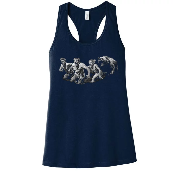 People Running From Bear Women's Racerback Tank