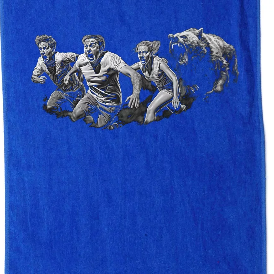 People Running From Bear Platinum Collection Golf Towel