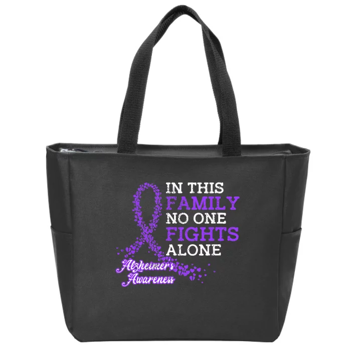 Purple Ribbon Family Alzheimer Awareness Zip Tote Bag