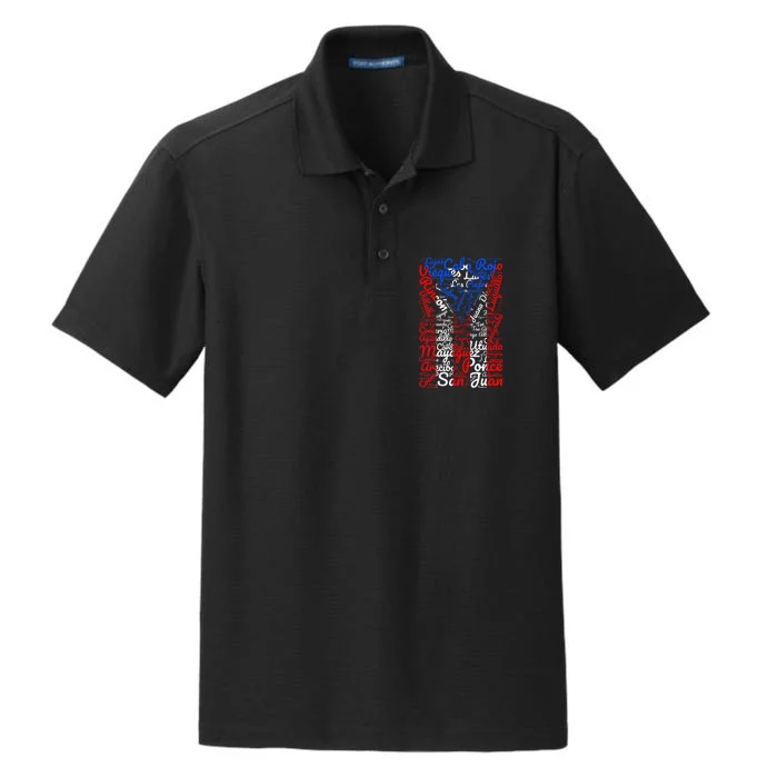 Puerto Rican Flag Towns And Cities Of Puerto Rico Dry Zone Grid Performance Polo