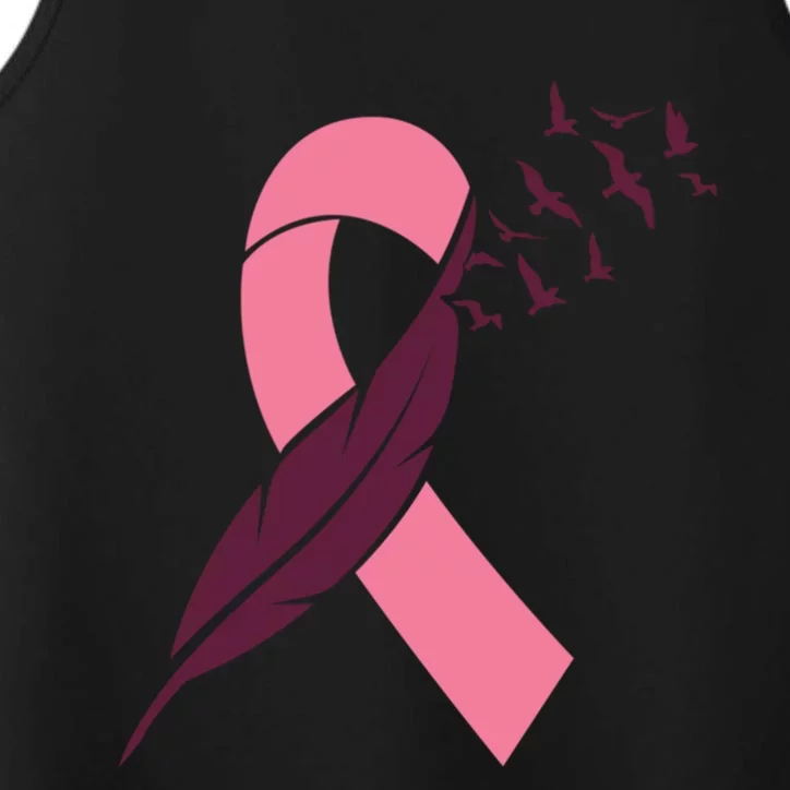 Pink Ribbon Feather Birds Breast Cancer October Gift Performance Tank