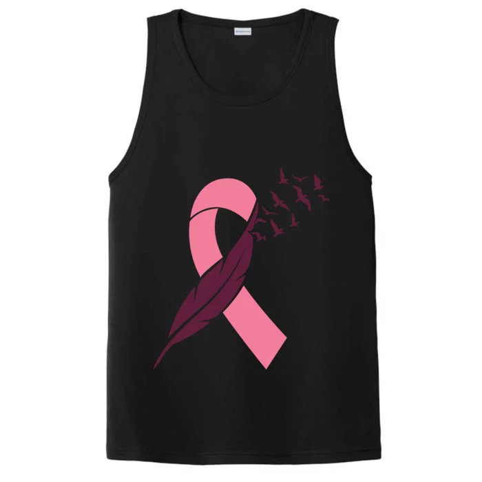 Pink Ribbon Feather Birds Breast Cancer October Gift Performance Tank