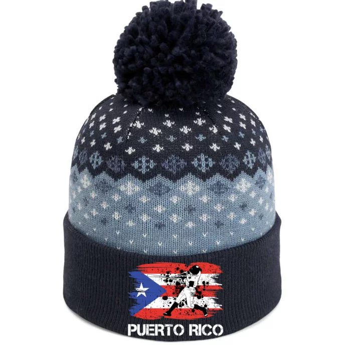 Puerto Rico Flag Baseball Puerto Rican Boricua The Baniff Cuffed Pom Beanie