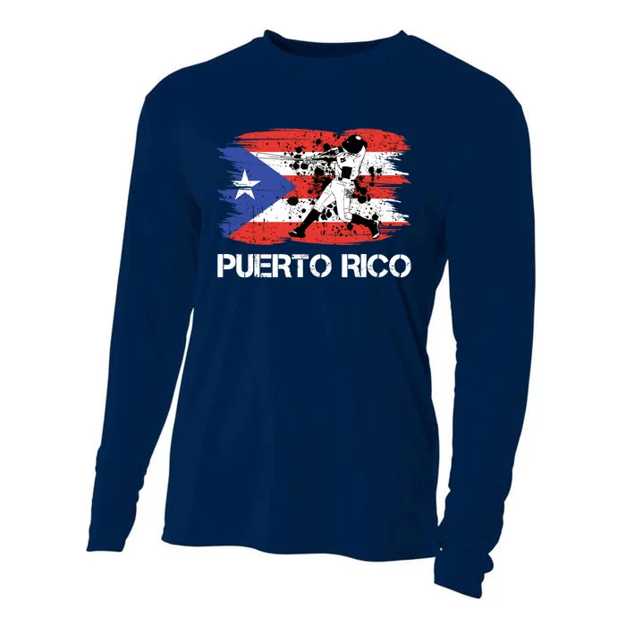 Puerto Rico Flag Baseball Puerto Rican Boricua Cooling Performance Long Sleeve Crew