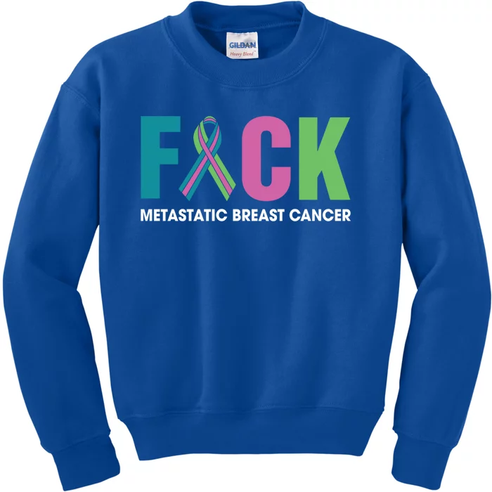 Pink Ribbon Fuck Metastatic Breast Cancer Tee October Metas Cute Gift Kids Sweatshirt