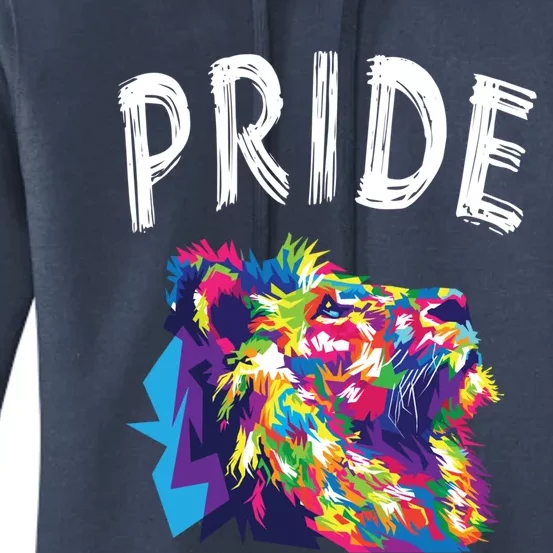 Pride Rainbow Flag Graphic Lion Hu Rights Funny Gift Women's Pullover Hoodie