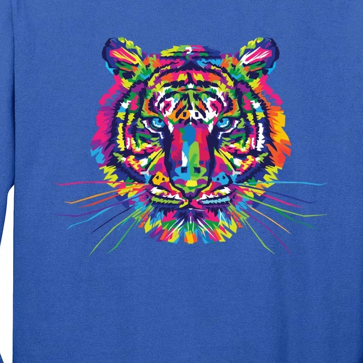 Pride Rainbow Flag Graphic Tiger Hu Rights Gift Tall Long Sleeve T-Shirt