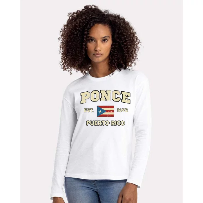 Puerto Rico Flag Hispanic Heritage Month Ponce Boricua Rican Womens Cotton Relaxed Long Sleeve T-Shirt