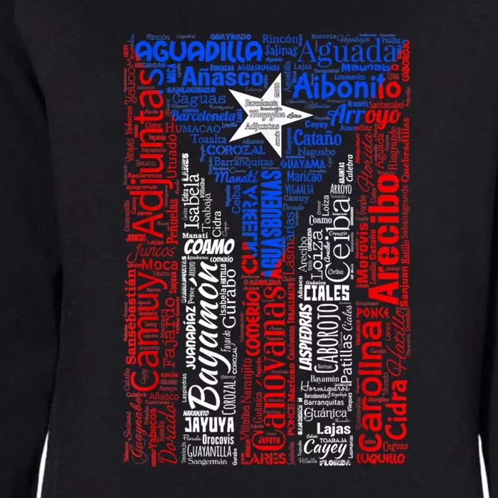 Puerto Rican Flag With Towns And Cities Of Puerto Rico Womens California Wash Sweatshirt