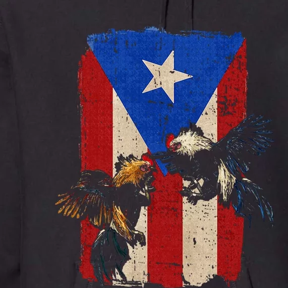 Puerto Rico Flag Cockfighter Game Fowl Cockfighting Rooster Premium Hoodie