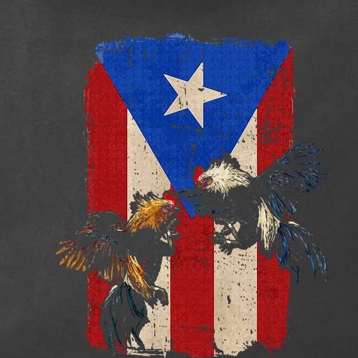 Puerto Rico Flag Cockfighter Game Fowl Cockfighting Rooster Zip Tote Bag