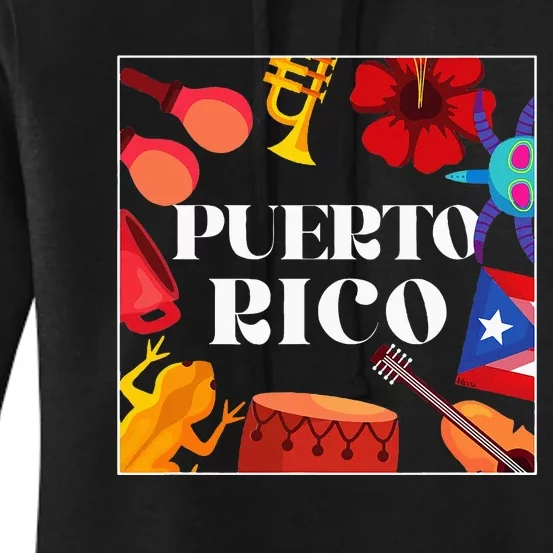 Puerto Rico Flag Flower Amapola Coquí Vejigante Pride Women's Pullover Hoodie