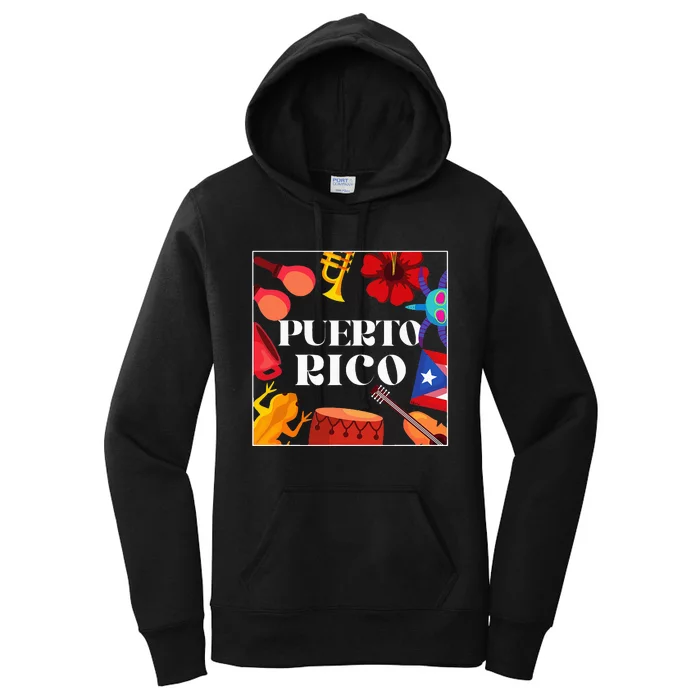 Puerto Rico Flag Flower Amapola Coquí Vejigante Pride Women's Pullover Hoodie