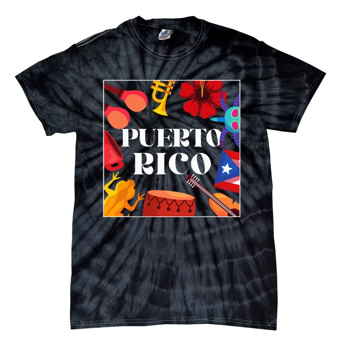 Puerto Rico Flag Flower Amapola Coquí Vejigante Pride Tie-Dye T-Shirt