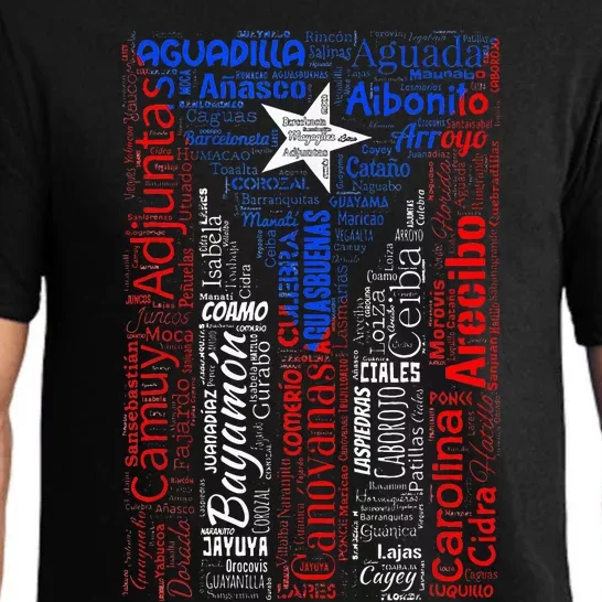 Puerto Rican Flag With Towns And Cities Of Puerto Rico Pajama Set