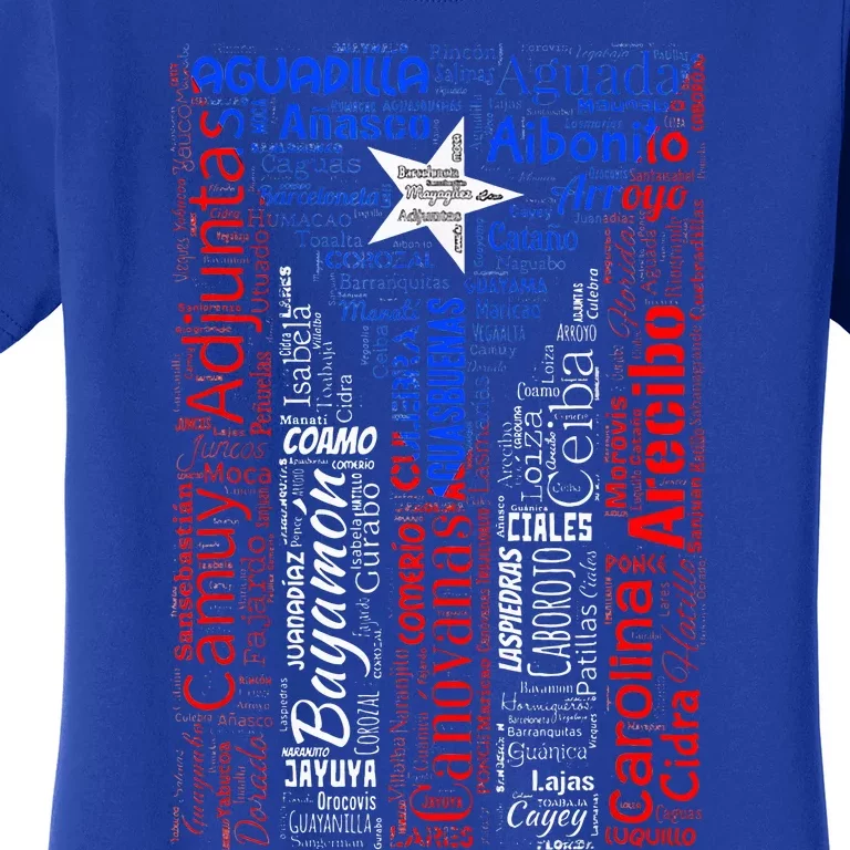 Puerto Rican Flag With Towns And Cities Of Puerto Rico Women's T-Shirt