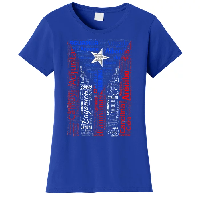 Puerto Rican Flag With Towns And Cities Of Puerto Rico Women's T-Shirt