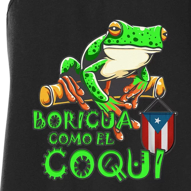 Puerto Rico Frog Puerto Rican Roots Coqui Taino Boricua Gift Women's Racerback Tank