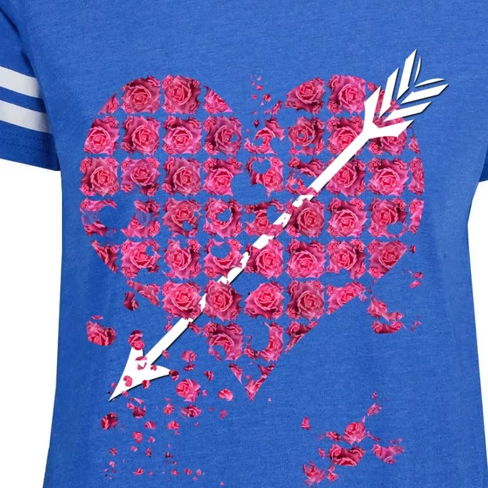 Pink Rose Flower Heart And Arrow Gift Roses Lovers Valentines Day Funny Gift Enza Ladies Jersey Football T-Shirt