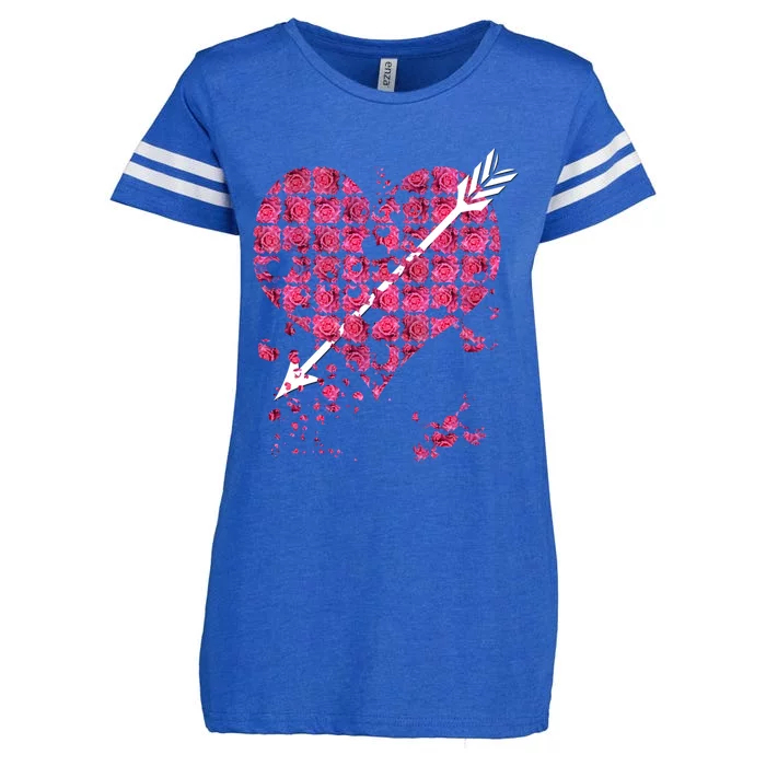 Pink Rose Flower Heart And Arrow Gift Roses Lovers Valentines Day Funny Gift Enza Ladies Jersey Football T-Shirt