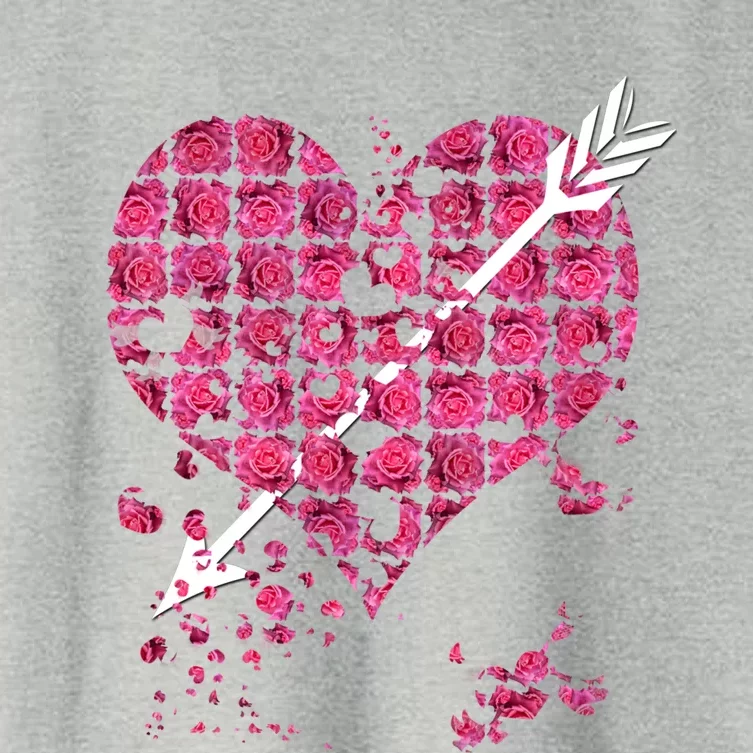 Pink Rose Flower Heart And Arrow Gift Roses Lovers Valentines Day Funny Gift Women's Crop Top Tee