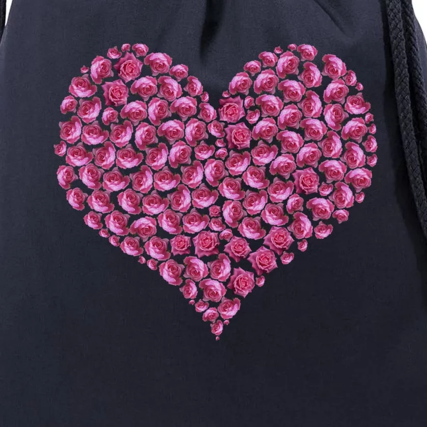 Pink Rose Flower Heargift Roses Lovers Valentines Day Gift Drawstring Bag