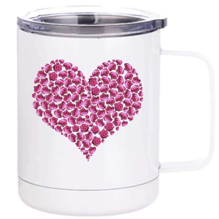 Pink Rose Flower Heargift Roses Lovers Valentines Day Gift Front & Back 12oz Stainless Steel Tumbler Cup