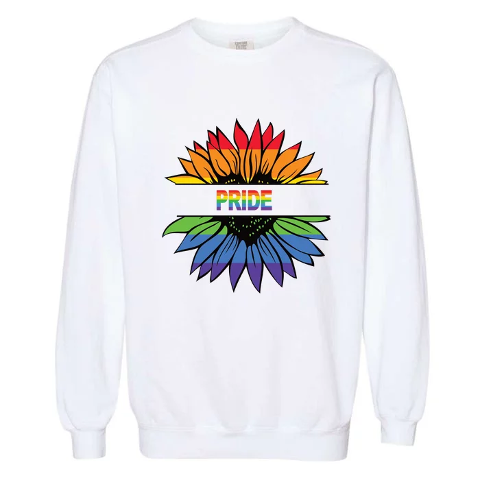 Pride Rainbow Flower Garment-Dyed Sweatshirt