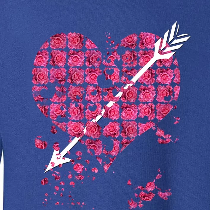 Pink Rose Flower Heart And Arrow Gift Roses Lovers Valentines Day Funny Gift Toddler Sweatshirt